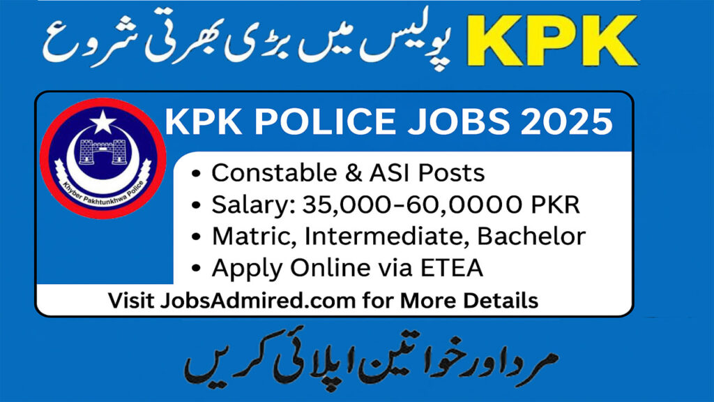 KPK Police Jobs 2025 | Apply Online for Constables ASI and SI Posts